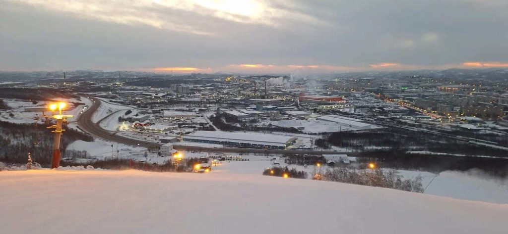 Winter view over Murmansk and the bay